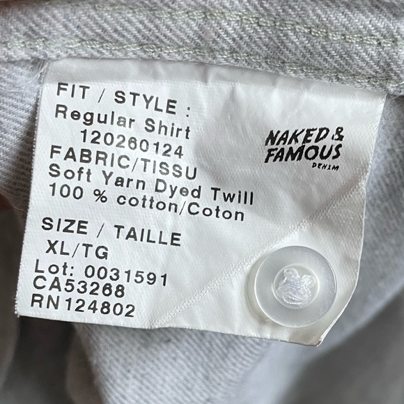 Naked & Famous Collared Shirt (XL) Gray - Picture 7 of 9